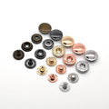 Factory Customized Color Four Part Spring Snap Button Round Shank Nickel-Free Brass Metal Buttons for Garment & Bags