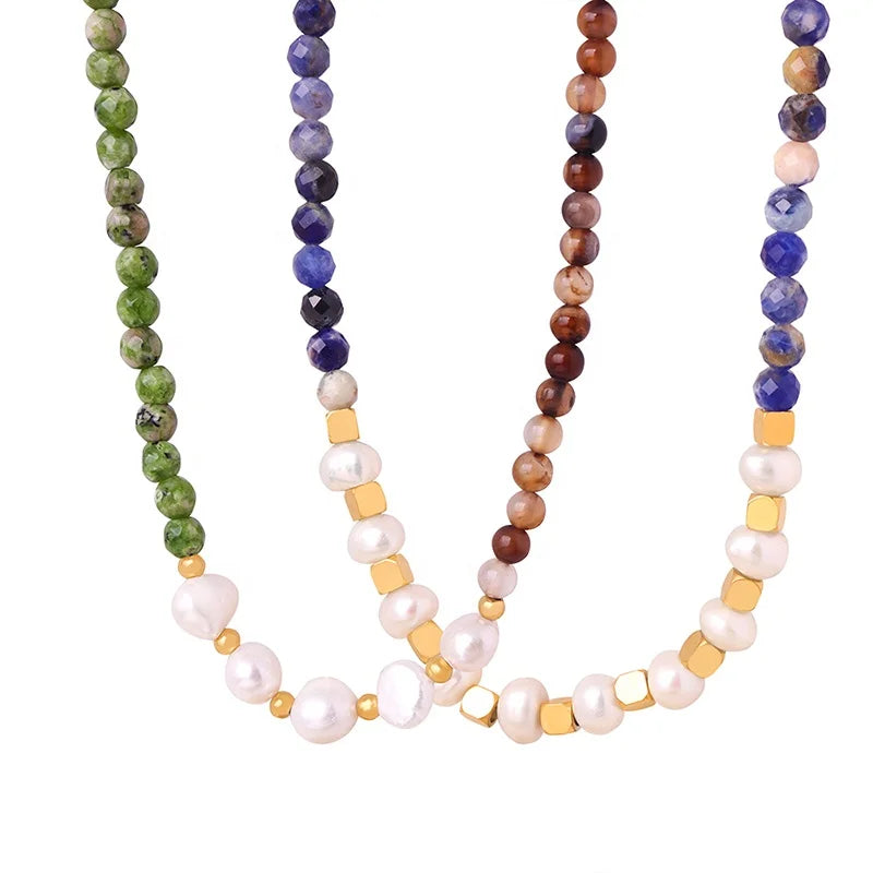 Hot Fashion Trend Beads Stainless Steel 18K Gold Plated Metallic Jewelry Necklaces for Women