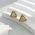 Ruyi Handcrafted 14k Gold Diamond Earrings Wholesale Stud Earrings with Triangle and Geometric Shape Design 585 Jewelry
