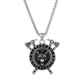 Nordic Viking Man Jewelry Stainless Steel Geri and Freki Wolf Runes Silver Man Pendant Necklace