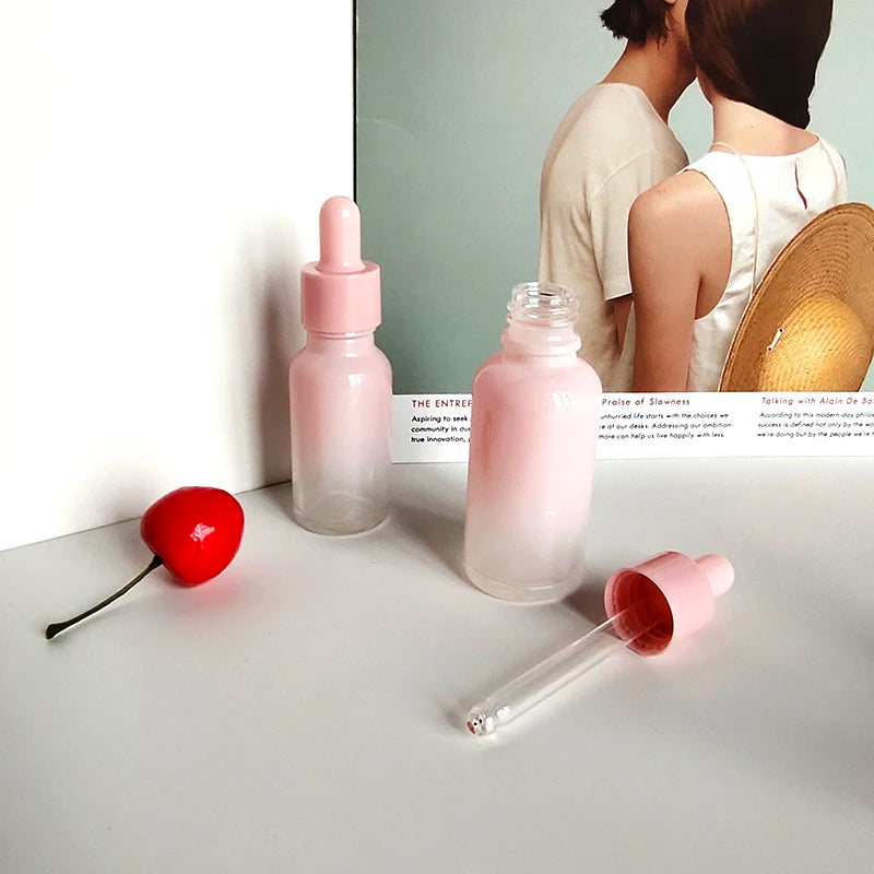 New Arrival 50ml Matte Glass Dropper Bottle Serum Bottle Essential Bottle With Amber Pink Dropper for Essential Oil