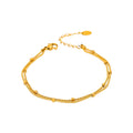 Ouj Unisex Double Layer Starlight Small Square Gold Plated Stainless Steel Vintage Waterproof Tarnish-Free Charm Bracelet