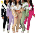Wholesale 2025 Streetwear Female Outfits Patchwork Zip up Top Matching Leggings 2 Piece Pants Set  Women Tracksuit