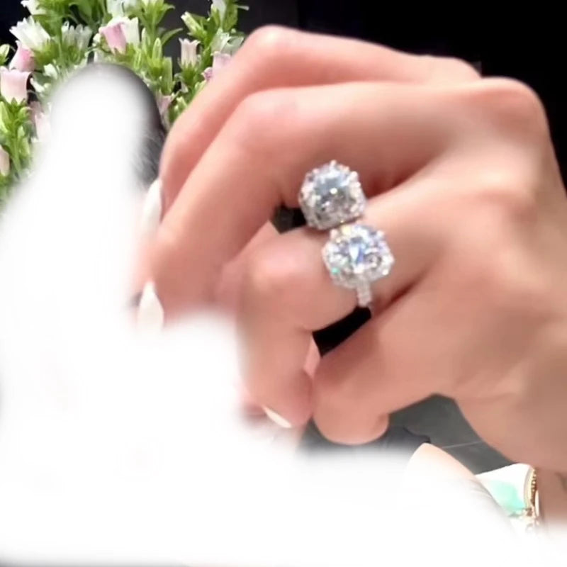 Silver 925 Original Total 10 Carat Brilliant Cut Pass Diamond Test All D Color Moissanite Wedding Ring for Women Custom Jewelry