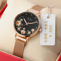 Aishy Women's Sport Quartz Watch Milanese Magnetic Mesh Strap Simple Rose Gold Luxury Ladies' Bracelet Set Glass Dial Window