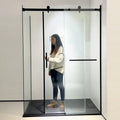 Black Modern Square Frameless Tempered Glass Waterproof Shower Door with Rectangle Design for Bathroom MegaBDM