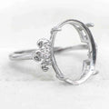 Sterling Silver 11*14mm Semi Mount Ring Empty Frame Blank Support Setting S925 Base Holder Without Center Stone for DIY Inlay