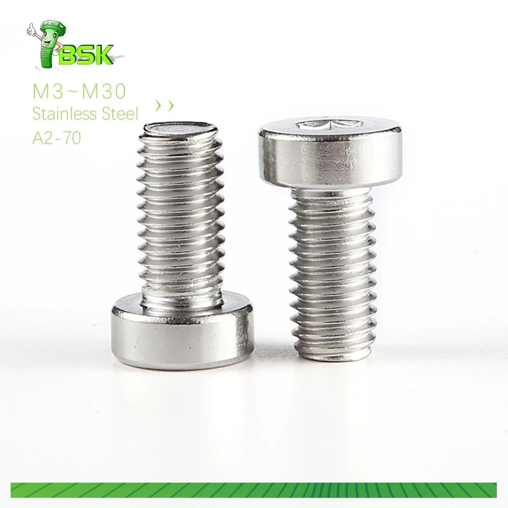 DIN6912 Low Head Socket Cap Screw M3-M30 Stainless Steel Ss304 A2-70  Hex Socket Thin Head Cap Screw DIN7984