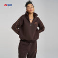 Luxury Stand Collar Sweatshirt High Quality Half Zip Pullover Sweatshirts Custom Embroidery Patch Sweatshirt Women