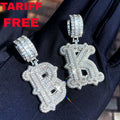 New Arrival Iced Out 5A Cubic Zircon Gold Plated Letter Name Necklaces Women Initial baguette Letter Necklace Bling Pendant