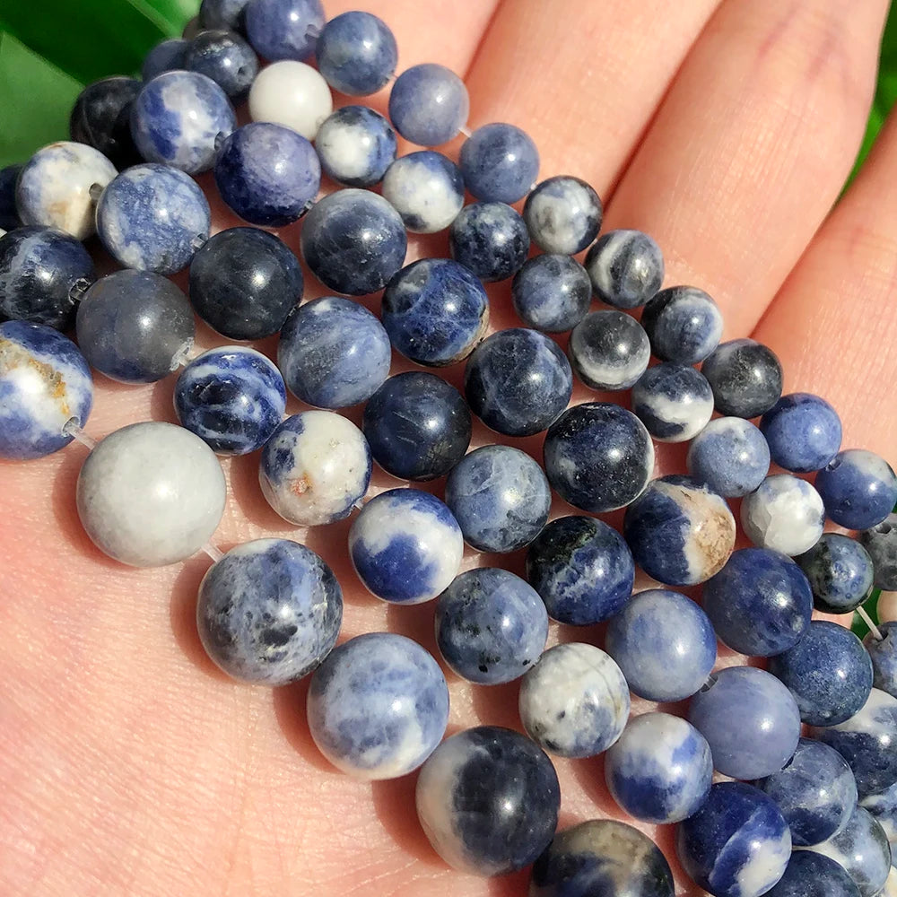 Wholesale Natural Blue Sodalite Stone Beads 4/6/8/10/12mm round Loose Beads for Jewelry Making MegaBDM