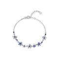 Popular Blue Flower Bracelets Sterling Silver Jewelry Aquamarine Bracelet Rhodium Plated Bracelets for Women