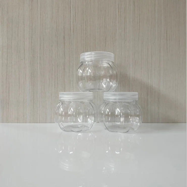 150ml New Style Cute Transparent Pumpkin Shape Plastic Bottle for Rainbow Candy Chocolate Beans Crystal Mud Candy Box