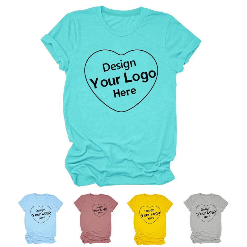 Custom Logo Tee Tshirts Shirt Ladies Screen Print Blank Slim Fitted T Shirt Plain Cotton Womens Men's t Shirt