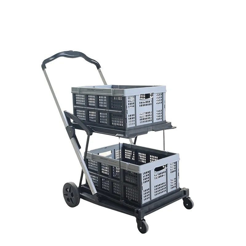 LEADLOONG Two-Tier Supermarket Shopping Trolley Double Desk Cart for Kitchen Garage Wholesale Factory Equipment for Grocery MegaBDM