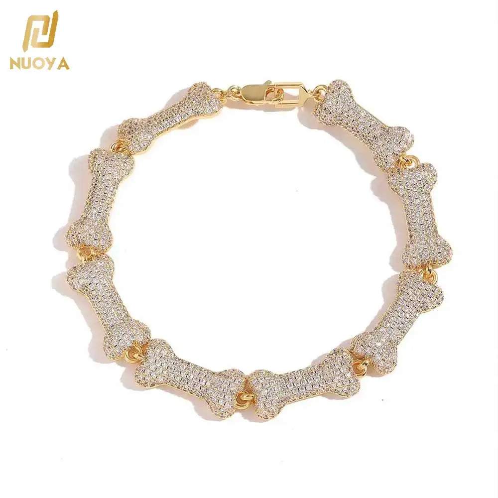 Fashion 10mm Width Brass Hotsale Micro Zircon Paved Bling Thin Silver Cuban Bracelet for Women