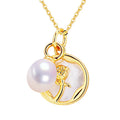 18K Gold Plated Chain Choker Pearl Pendant Sea Shell Drop Natural Freshwater Pearl Necklace Jewelry