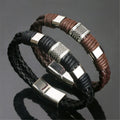 Fashion Men Women Leather Titanium Steel Magnetic Braided Clasp Bracelet Bangle Jewelry Gift