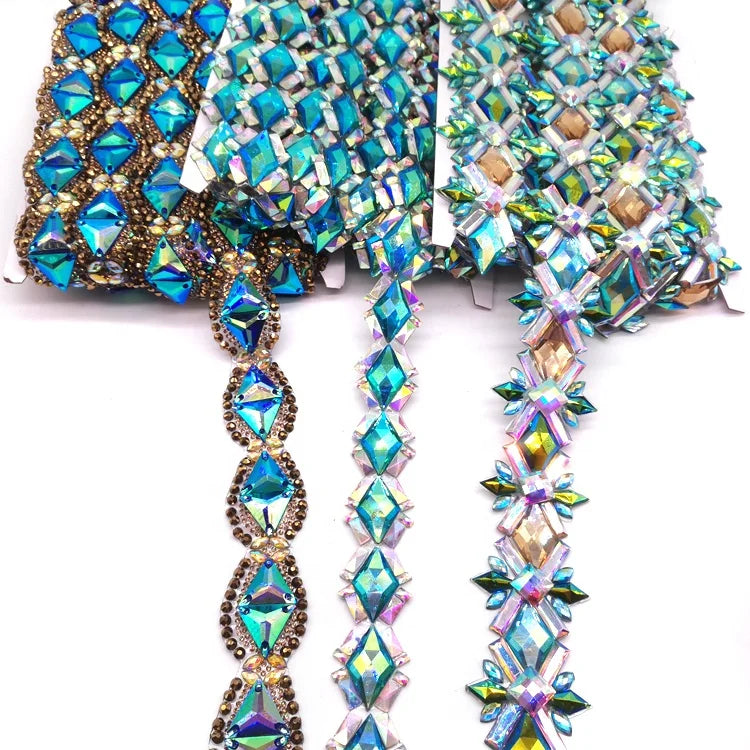 Wholesale Triangle Diamond Resin Stone Iron-On Trim for Carnival Costumes Hats Headpieces Decoration Rhinestones Product