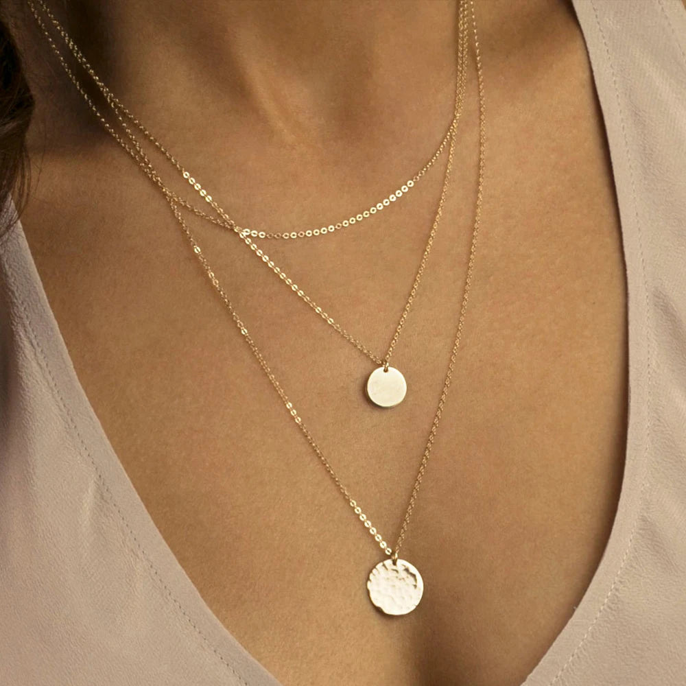 EManco 3pcs Separated Stainless Steel Layered Necklace for Women 14K Gold Necklace Set Fashion Jewelry Hot