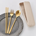 Stainless Steel 304 Travel Cutlery Set Gold Spoons and Forks in Plastic Case for Business Gifts