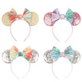 5 Inches Sequins Bow Headband Mouse Ears Christmas Headband Party and Amusement Park Children Hairband