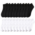 Wholesale 10 Pairs Plain White Black Short Socks Unisex Cotton Sport Ankle Socks for Women Men