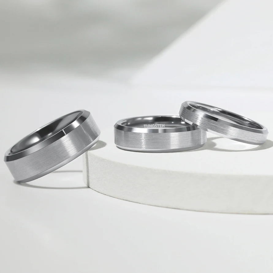 OAHLAN Fashion Jewelry Personalized 4mm/6mm/8mm Anti Rust Brushed Pure Tungsten Carbide Rings for Men Wedding Engagement Gift