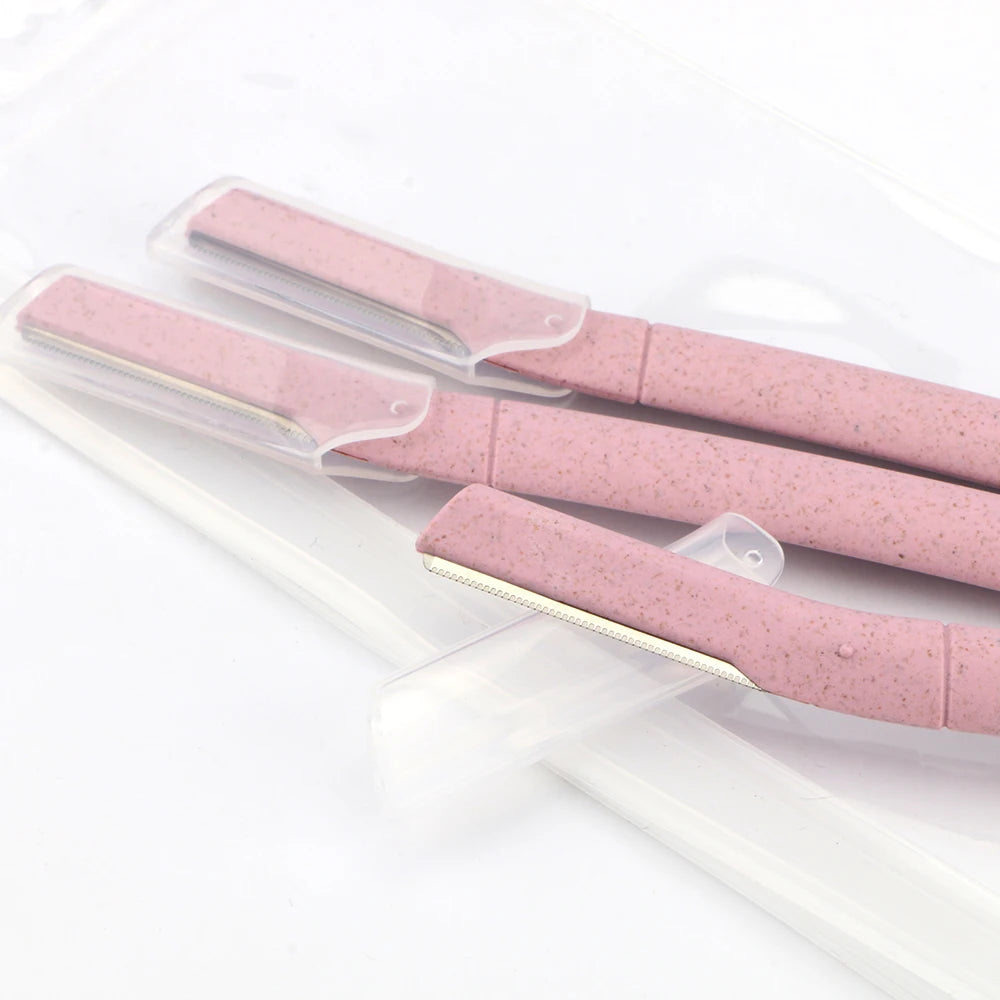 Nature Eco-friendly Women Facial Dermaplaning Tool Hair Remover PINK Color Eyebrow Trimmer Wheat Straw Biodegradable razor