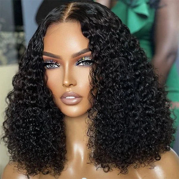 200% Wholesale 14 Inches Natural Hairline Kinky Curly Body Wave Straight Wig HD Transparent Lace Deep Wave Jerry Texture Raw