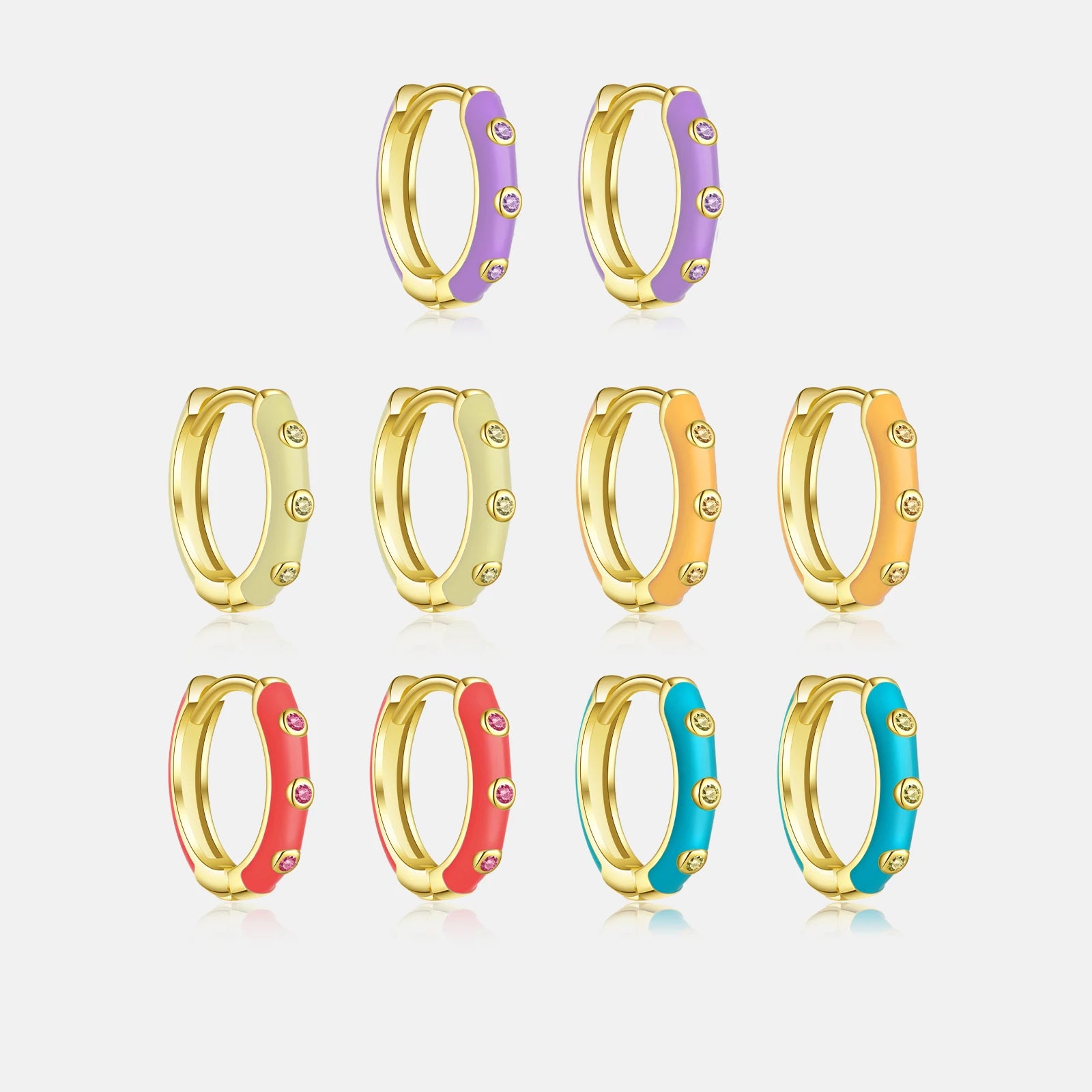FUAMAY 925 Sterling Silver Gold Plated Hoop Earrings Small Colorful Neon Enamel Metal Earings