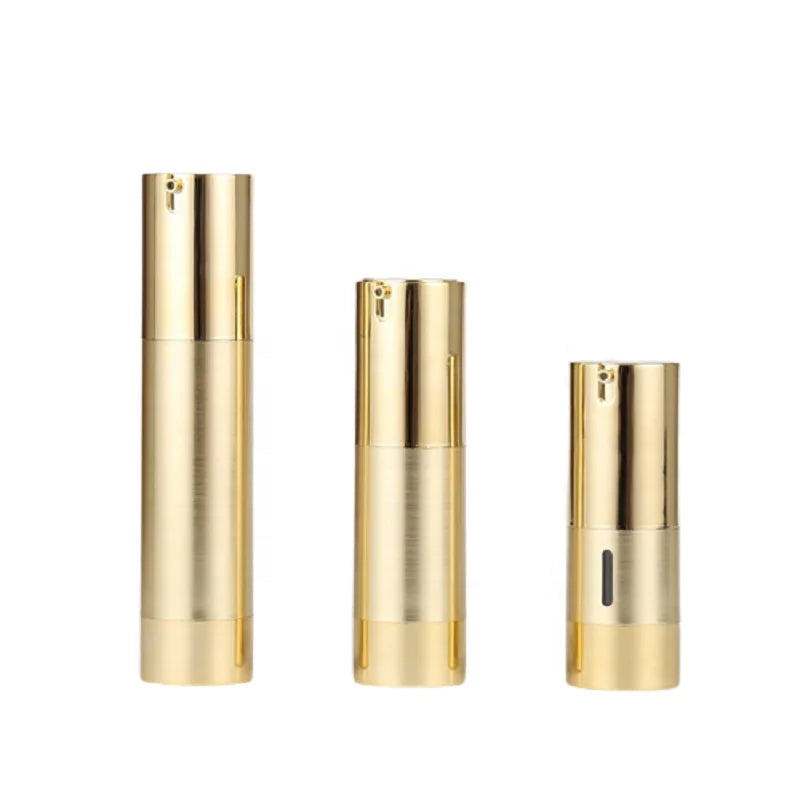 15ml 30ml 50ml Luxury Airless Pump Bottle Shiny Brushed Gold Metal Serum Packaging U-Type Lotion Cream Vacuum Press Pump Bottle