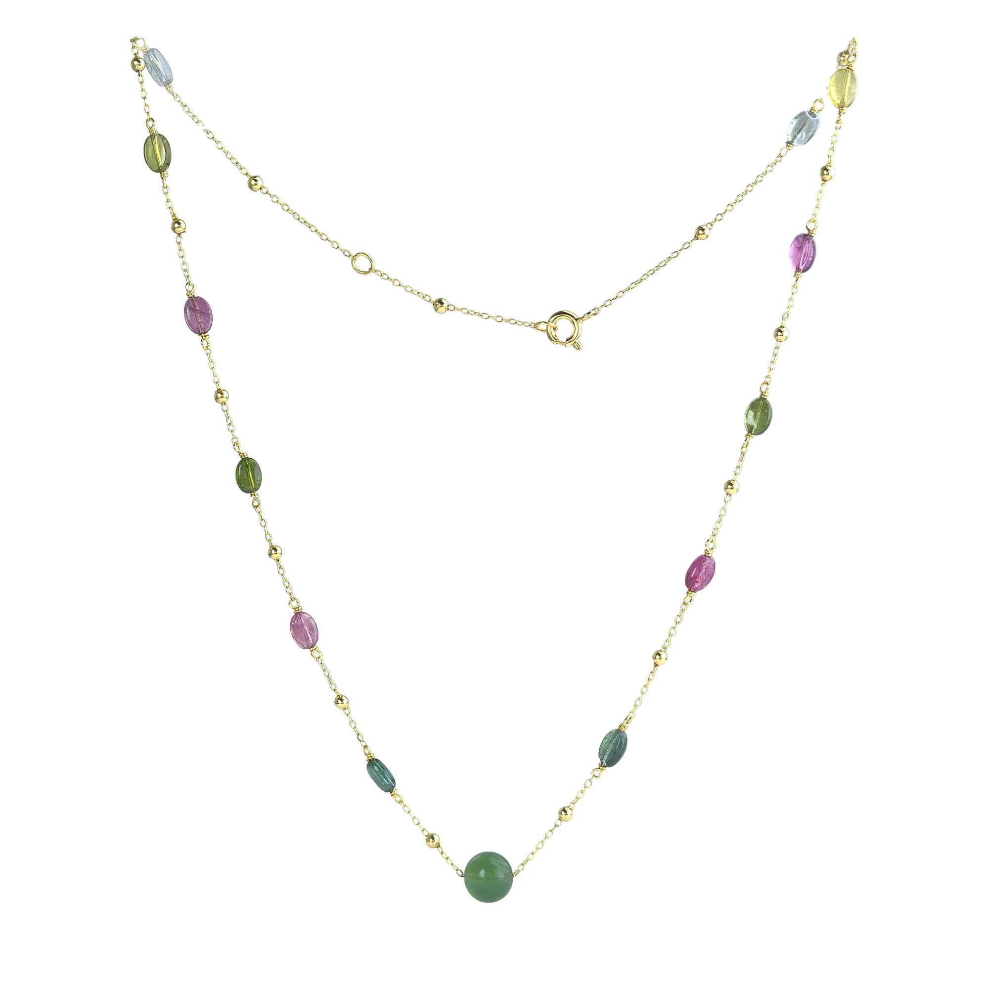 Factory Wholesale 18K Gold Plated Silver 925 Jewelry Natural Tourmaline Necklace for Women Anniversary Gift