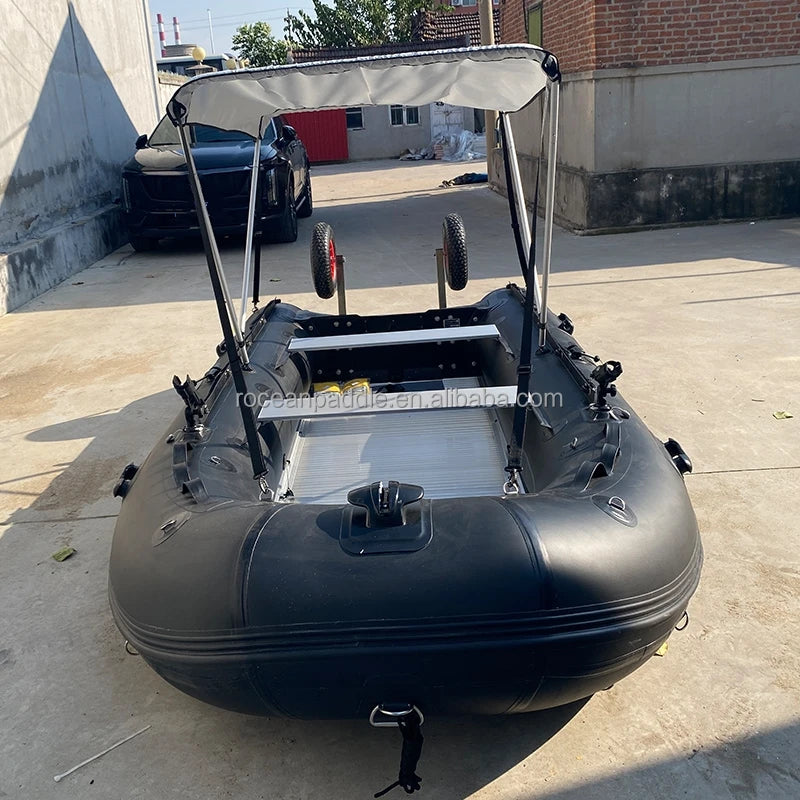 Pvc Material Inflatable Boat Inflatable Rubber Boat Prices Inflatable Motor Boat with Transom Launching Wheel