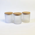 Colorful Wide Mouth Aroma Candle Jars Matte White Empty Clear Frosted Glass Candle Holder With Bamboo Wooden Lids