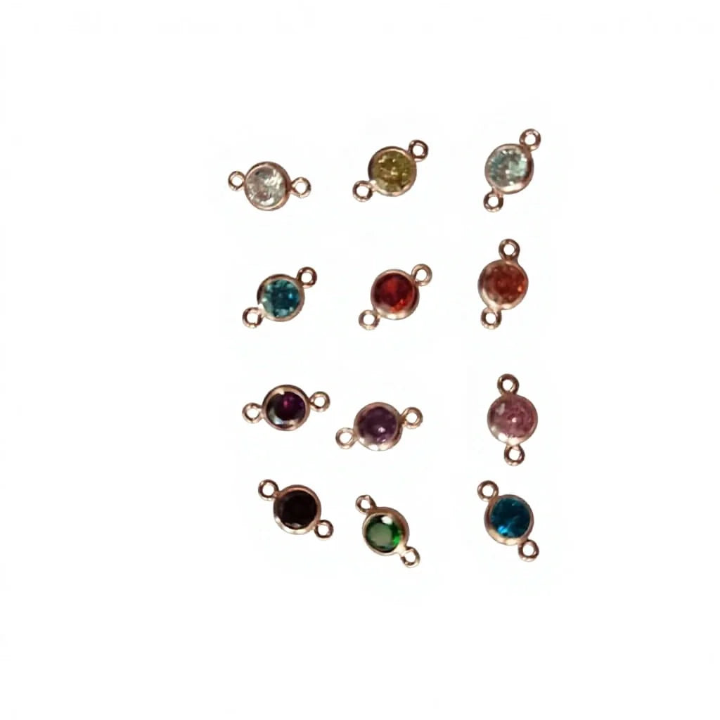 14K Rose Gold Filled Zircon Charm Premium Birthstone Charm 4mm Double Hole Connector Jewelry Findings & Components