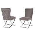 Billionplus SS58 Polished Stainless Steel Tufted Dining Chairs Grey Velvet Upholstery Contemporary Design Durable Construction 1