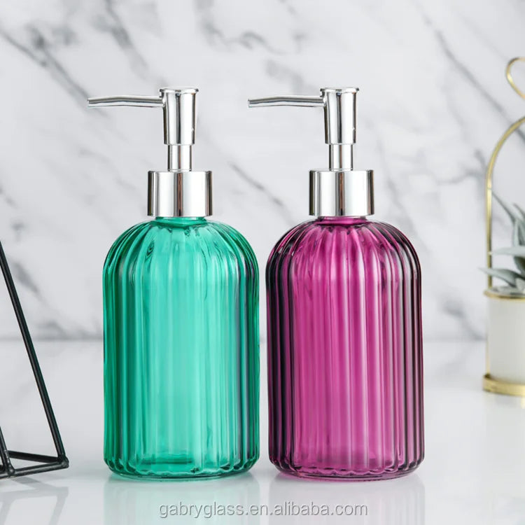 Wholesale 14oz Clear and Color Pump Glass Modern Unique 400ml Shampoo Bottle