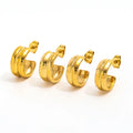 Trendy 18K PVD Gold Plated Tarnish-Free Stainless Steel Hoop Earring Double-layer C Stylish Geometric Design Wholesale