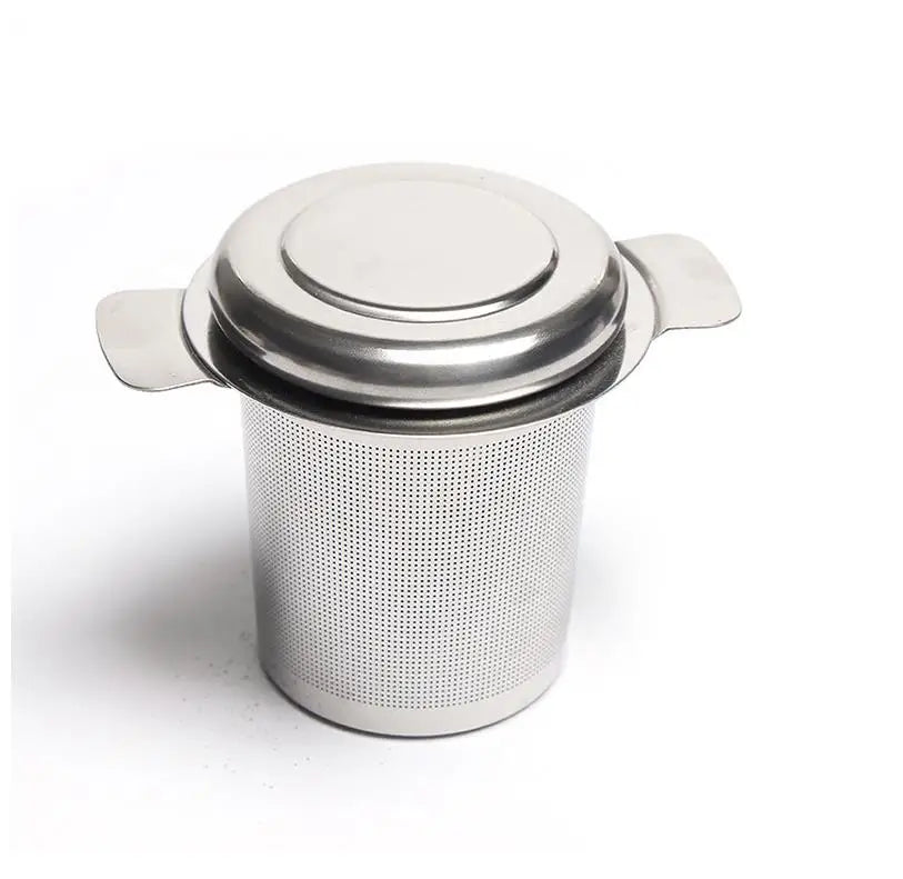 Portable Stainless Steel Reusable Loose Leaf Mesh Tea Infuser Basket with Double Handle Teapot Filter Strainers
