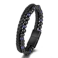 High Quality Hot Selling Magnetic Titanium Stainless Steel Leather Natural Stone Beaded Bracelet for Men Handmade