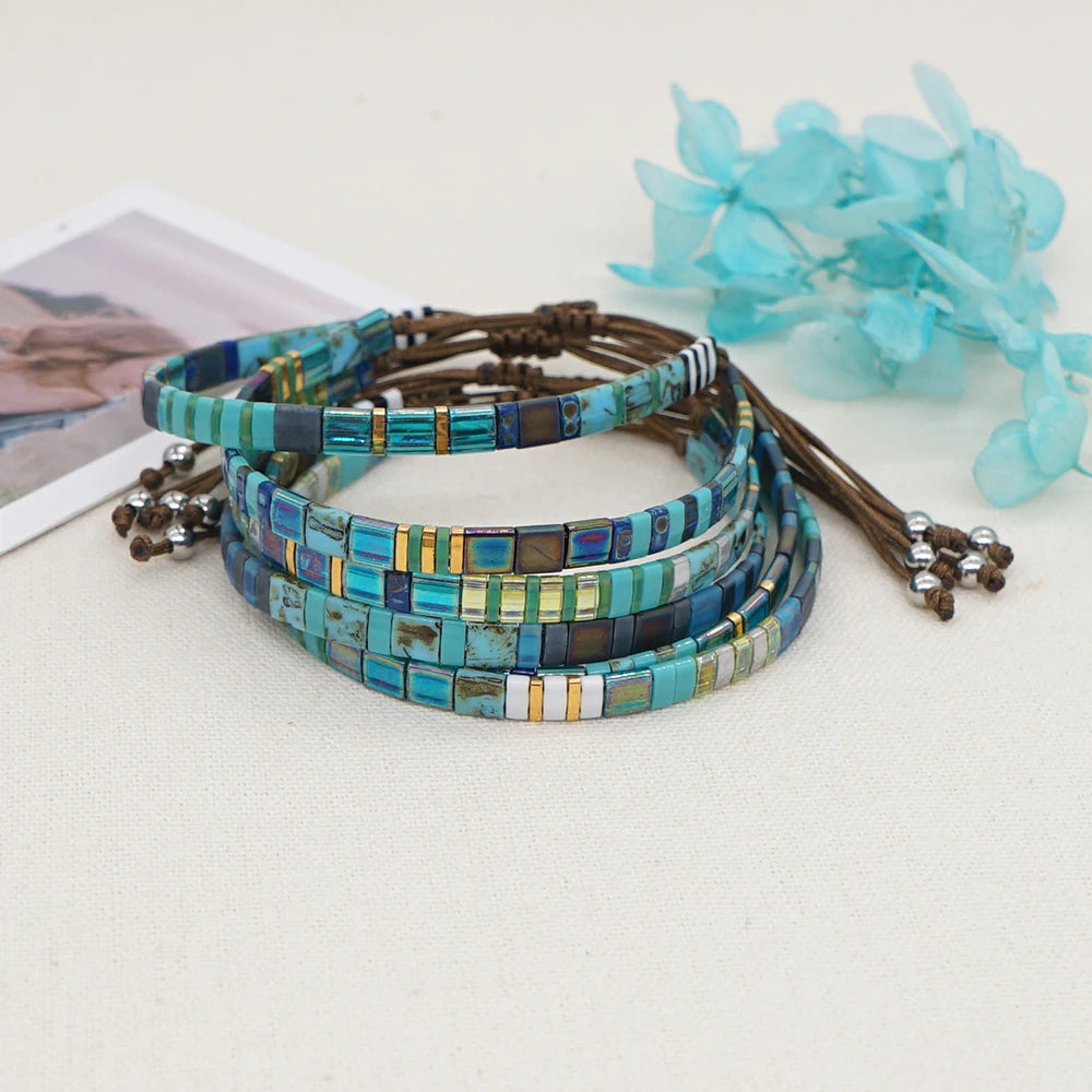 Go2Boho Adjustable Rope Beaded Accessories Boho Jewelry Glass Beads Pulsera Miyuki Tila Beads Bracelet for Women Friend Gift