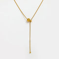 18K Gold Plated Stainless Steel Bead Pendant Pulling Type Choker Necklace Design Fashion Jewelry Wholesale