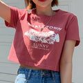 Wholesale Custom Fashion Cotton Plain Color Women O Neck Casual Screen Print Cropped Crop Top T Shirt