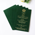 Hottest Luxury Dark Green Velvet Party Event Invitations Custom Printed Wedding Velvet Invitation Cards