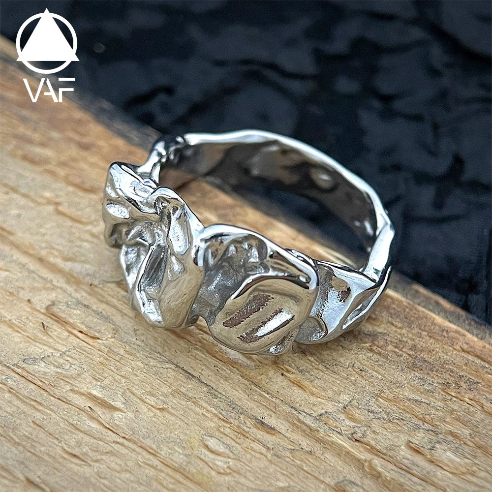 VAF *NEW* Hand Polishing Irregular Fluid Concave Convex Ring Stainless Steel Konkaver Konvexer Ring Unregelmabig Handpolieren