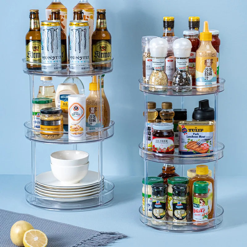 Non-skid 3 Tier Lazy Susan Kitchen Lazy Susan Turntable Cabinet Organizer Countertop Rotating Spice Rack