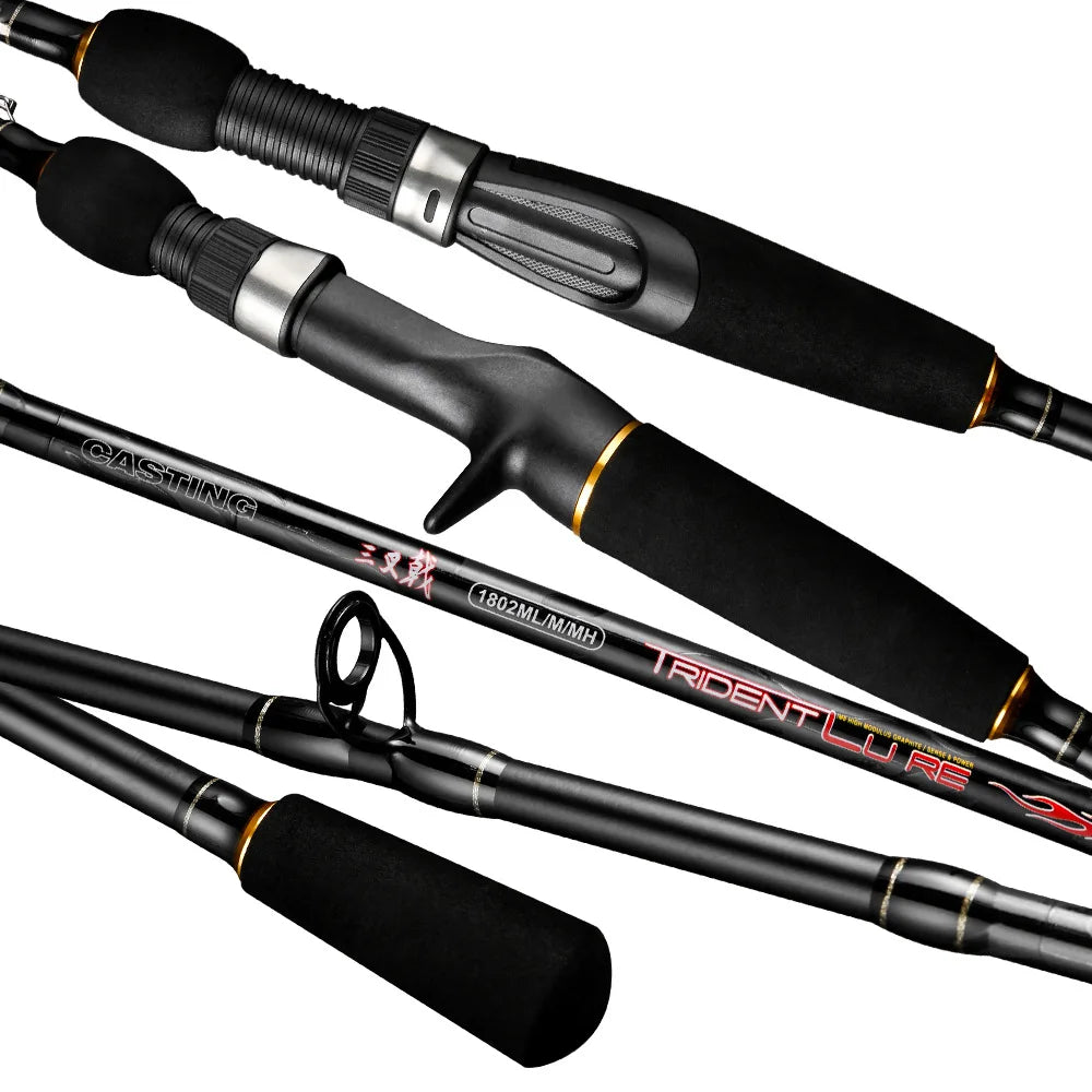 M Action Carbon Fishing Rod 1.8m 2.1m 2.4m Casting Spinning Fishing Rod With 3 Pole for Sea Bass Mandarin Fish