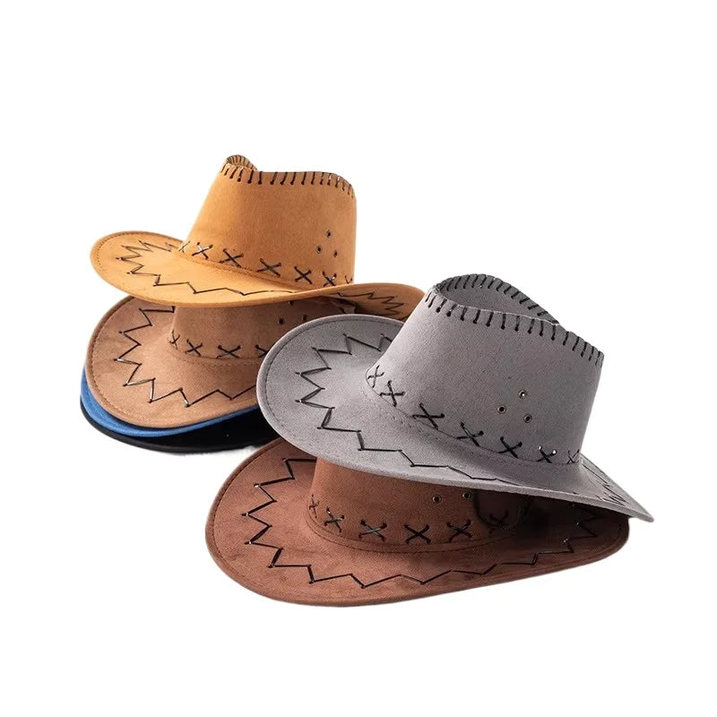 Stock Men's American Western Texas Cowboy Hat Wide Brim Panama Hat Mexico Sombreros Cowgirl Hat Beach Caps