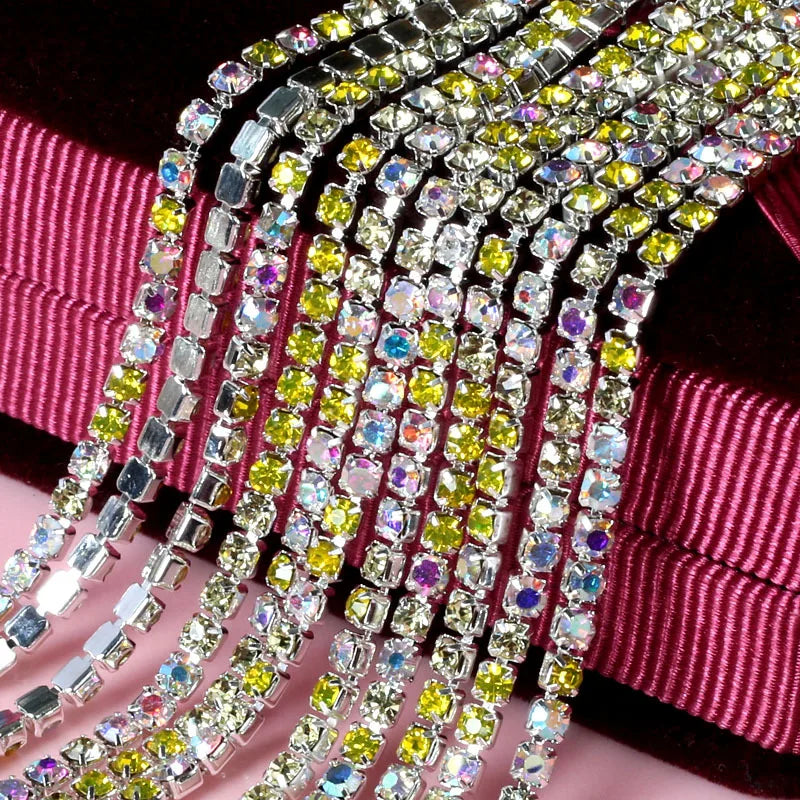 Crystal Rhinestone Cup Chain for Jewelry Making Shoe Bag Art Craft DIY Decoration Accessories Shiny Stone Chain Trimming